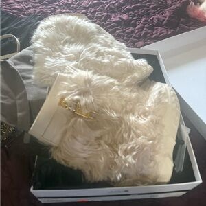 Givenchy White Fur Ankle Boots and purse